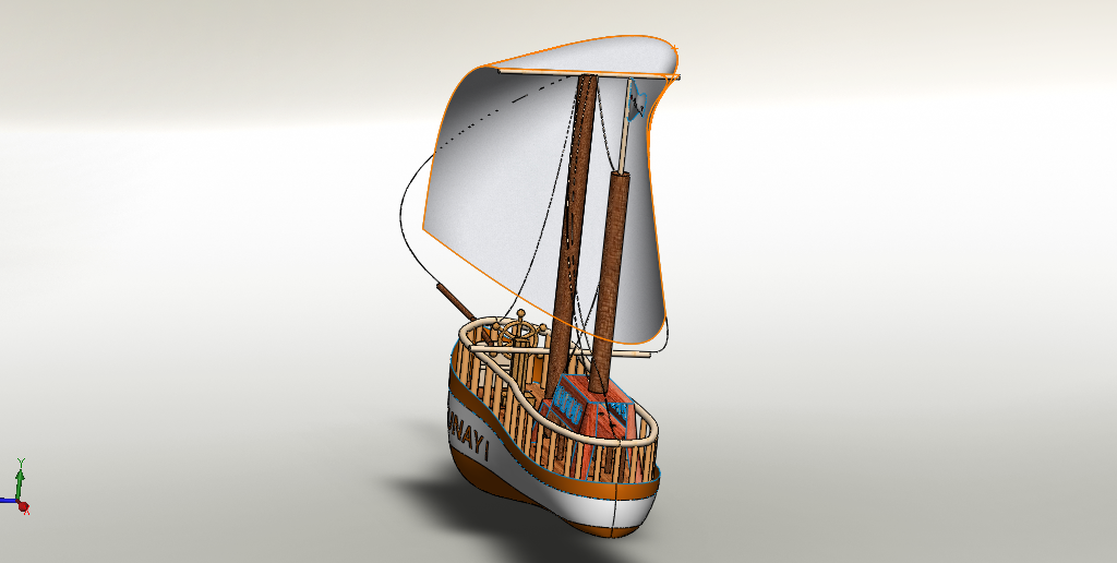 卡通版帆船3D模型图纸 Solidworks设计